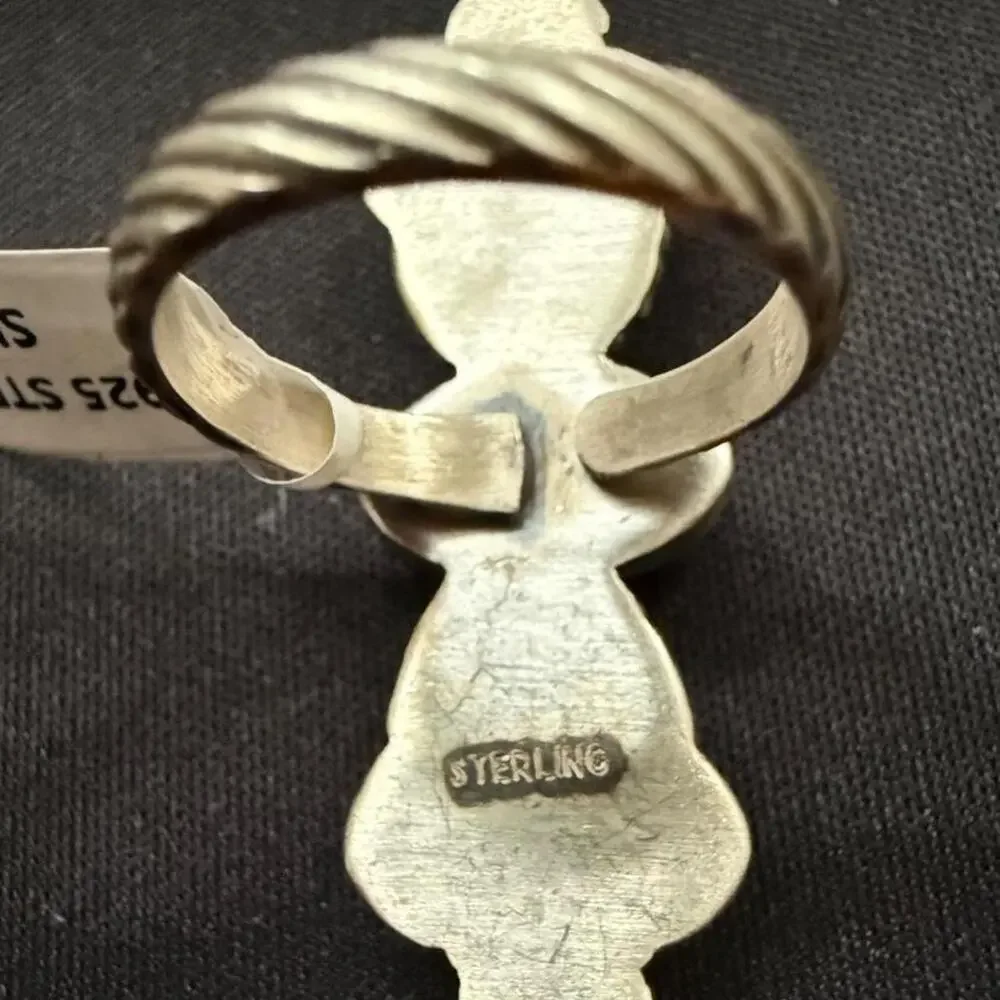 Sterling silver triple stone palomino ring. Adjustable